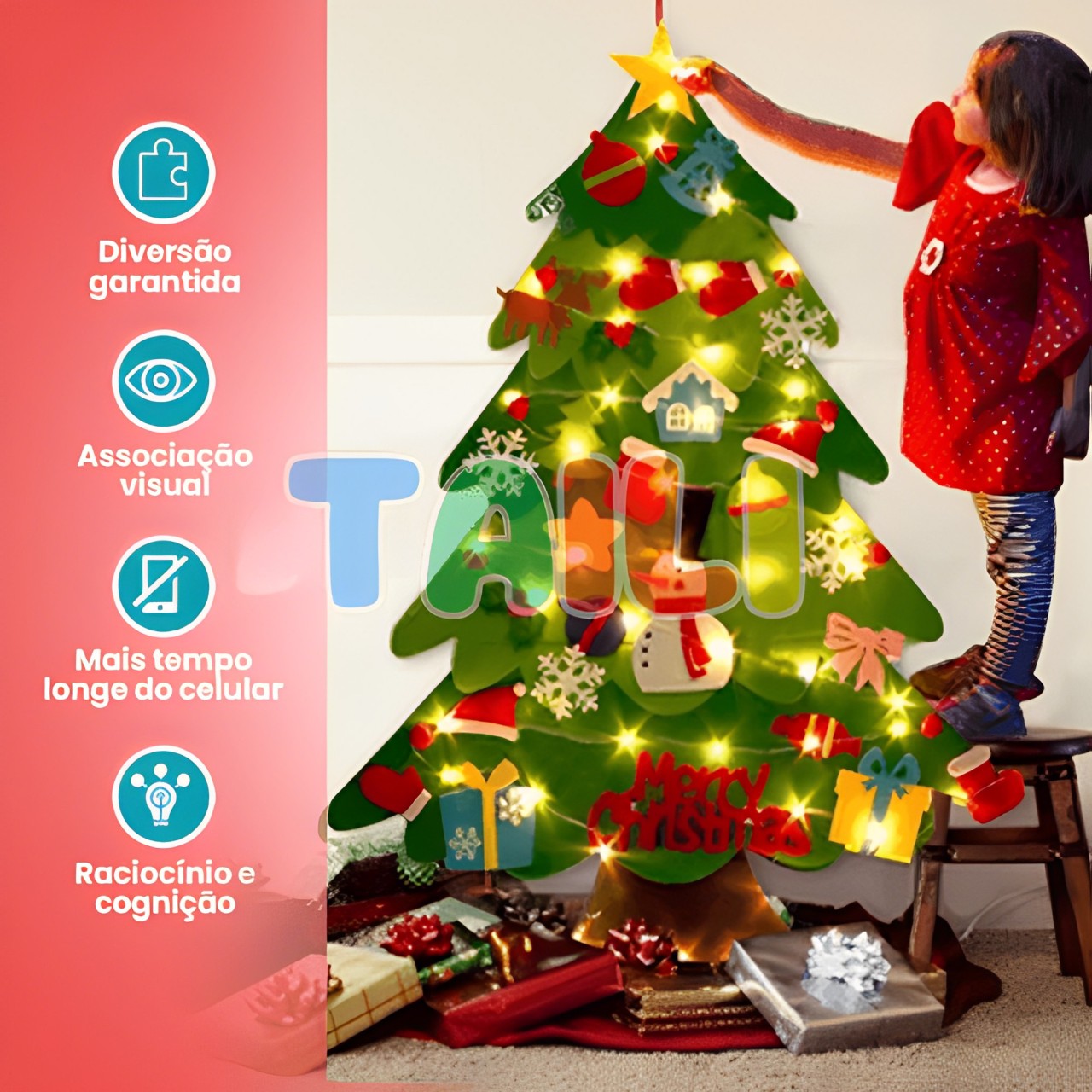 Árvore de Natal com 32 Peças + Pisca Pisca de Brinde