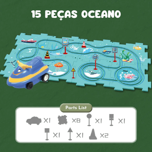 PuzzlePace™ - Conjunto de pistas de carros infantis