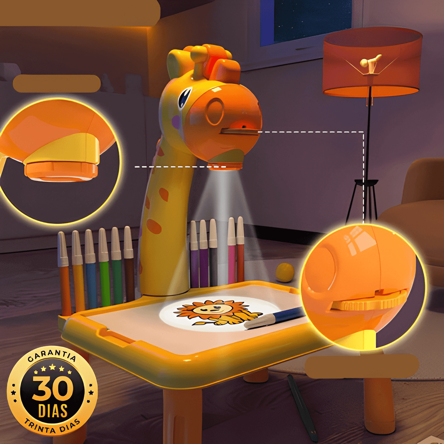 Table Kids™ - Projetor de Desenho com 24 Imagens + Brinde Livro e Hidro cores