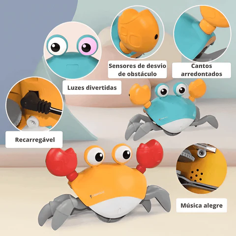 Caranguejo Criativo com Sensor de Obstáculos, Música e Luzes + Brinde