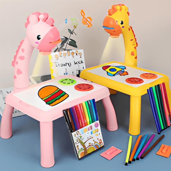 Table Kids™ - Projetor de Desenho com 24 Imagens + Brinde Livro e Hidro cores